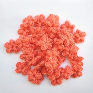 Woolen crochet flower motifs pink applique Irish crochet kids clothes decor