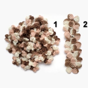 Woolen flower applique Irish crochet mini flowers, dolls clothes, mitts, hats decor