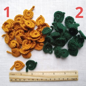 Floral applique Irish crochet mini leaves, kids, doll clothes decor