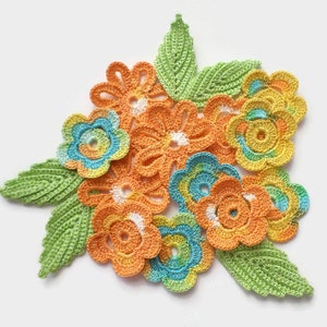 Irish crochet flowers leaves Fall applique Set of 17 Irish lace autumn decor Scrapbook motifs