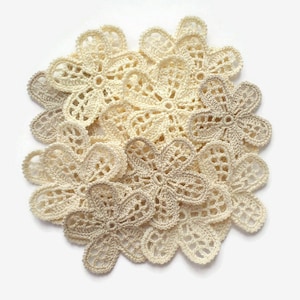 Crochet flowers set of 5 or 10 Irish lace fine thread applique