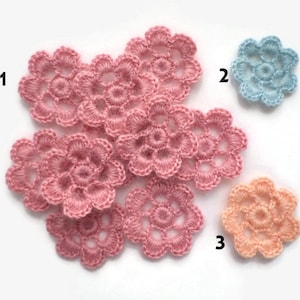 Crochet flowers woolen applique Set of 10 Irish crochet decor