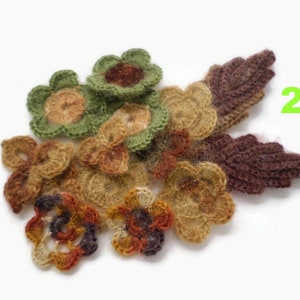 Mohair crochet flowers leaves shamrocks floral applique Clothes Hats Mittens Interior decor