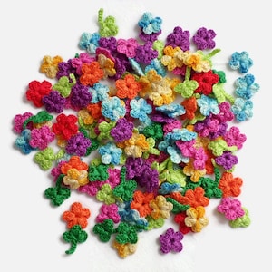 Set of 50 tiny crochet flowers