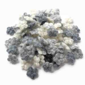 Tiny woolen crochet flowers Set of 33
