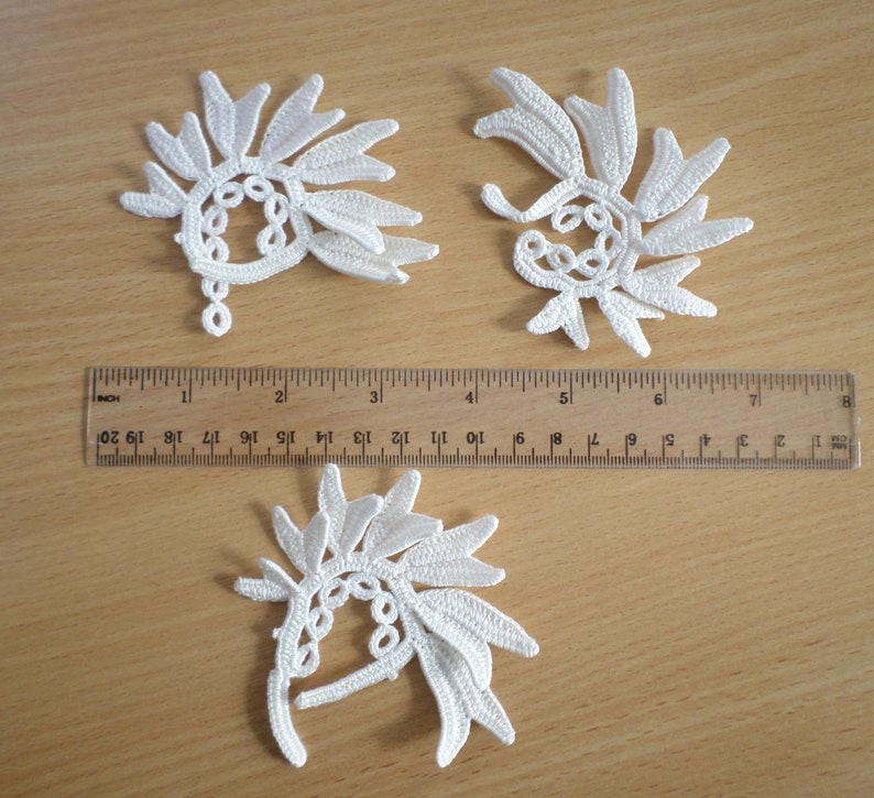 off white floral applique Wedding decor Irish crochet lace flower motifs