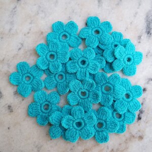 Crochet flowers set of 12 acrylic floral applique, hats, mittens, clothes decor