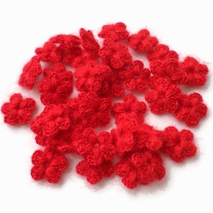 Crochet flowers Set of 33 tiny mohair silk motifs, doll clothes decor
