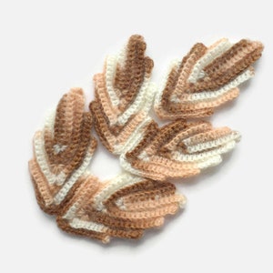Set of 5 mohair crochet leaves Floral applique woolen Irish crochet decor