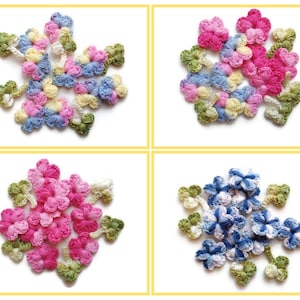 Crochet cotton flowers Tiny flower applique set of 15