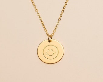 Smiley Gesicht glücklich Emoji Disc Halskette Smile Cham Schmuck