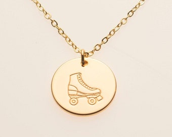 Roller Skates Shoes Hobbies Girl Power Charm Pendant Necklace