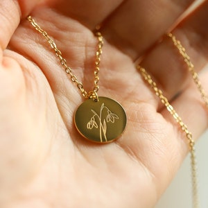 Snowdrop Necklace ∙ January Birth Flower Necklace ∙ Gift for Mother ∙ Birth Flower Jewelry for Her ∙ January Birthday Gift for Women