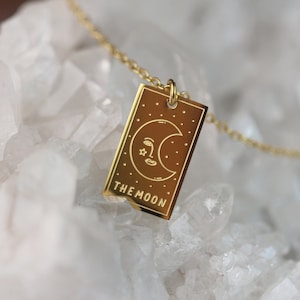 THE MOON Tarot Karte Tarot Sternzeichen Halskette ∙ Zierliche Tarot Schmuck ∙ Witchy Schmuck ∙ Astrologie Halskette ∙ Weihnachtsgeschenke für Sie