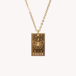 Tarot kaart ketting DOOD ∙ vlinder ketting ∙ Witchy Zodiac sieraden ∙ Tarot dek hemelse sieraden ∙ Goth ketting ∙ beste vriend cadeau