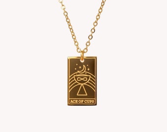 Tarot Card Necklace ACE OF CUPS ∙ Witchy Zodiac Jewelry ∙ Witchcraft Spiritual Necklace ∙ Witch Gift ∙ Occult Tarot Jewelry ∙ Gift for Her