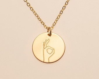 It&#39;s OK Hand Gesture Jewelry Sign Language Pendant Necklace