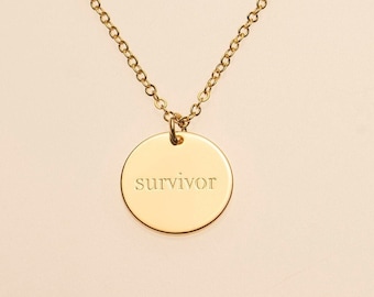 Survivor Inspirational Power Word Necklace Strength Quote Jewelry