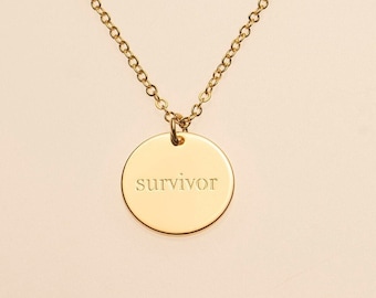 Survivor Inspirational Power Word Necklace Strength Quote Jewelry