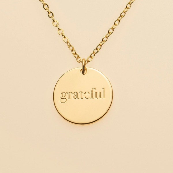 Grateful Positive Affirmation Necklace Power Word Mantra Jewelry