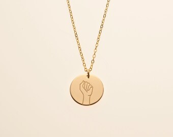 Black Lives Matter Resist Feminist Fist Hand Gesture Charm Necklace