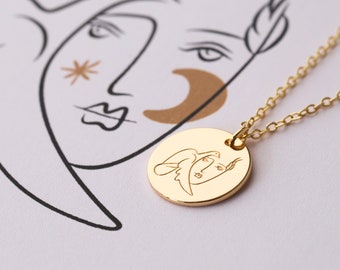 Abstract Artistic Woman Face Dove Bird of Peace Charm Necklace