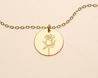 Rose Juni Geburt Blume Anhänger Floral Dainy Charme Halskette Geburtstagsgeschenk für Frauen