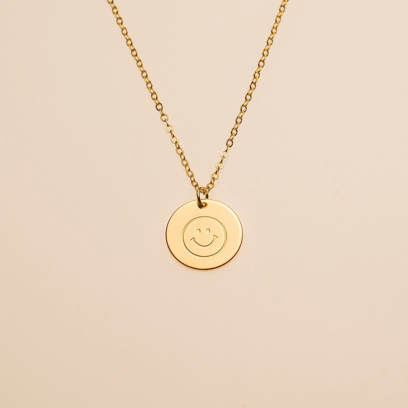 Smiley Gesicht glücklich Emoji Disc Halskette Smile Cham Schmuck
