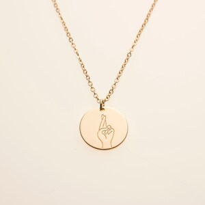 Fingers Crossed Hand Gesture Sign Language Pendant Necklace image 3