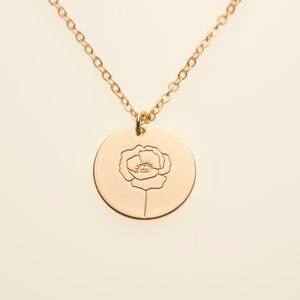 Amapola agosto mes de nacimiento flor colgante collar flor silvestre delicada joyería floral mujeres regalo del día de las madres de la hija regalo para ella