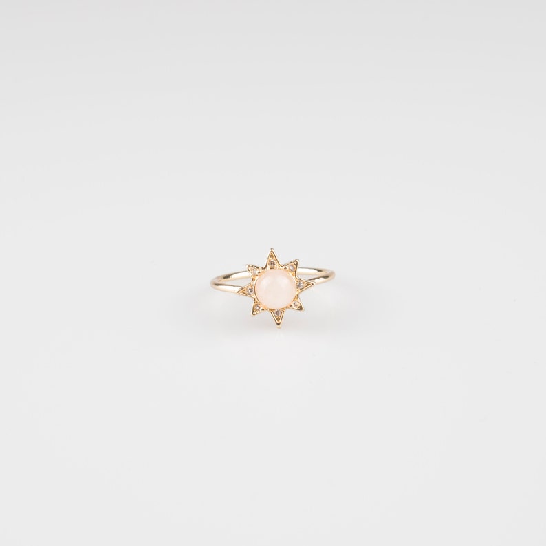 Dainty Celestial Sun Star Unique Raw Stone Gemstone Ring 画像 5