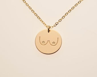 Flower Boobs Breast Tits Charm Necklace Feminist Jewelry