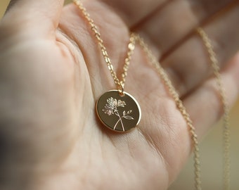 Collier à pendentif fleur, mois de naissance, mois de juin chèvrefeuille