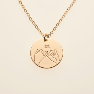 Pinky Promise Best Friends Hand Gesture Sign Pendant Necklace Friendship Jewelry BFF Daughter Sister Women Fun Gift Necklace for Her
