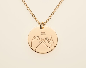 Pinky Promise Collier avec pendentif en forme de geste de la main pour meilleurs amis, bijoux d'amitié, meilleure amie, fille, sœur, femme, cadeau amusant pour elle