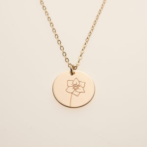 Narcissus December Birth Month Flower Pendant Necklace