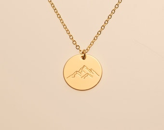 Berg Halskette Wanderlust Natur Schmuck Camper Natur Liebhaber Abenteuer Reise Geschenk Wandern Disc Charm Anhänger