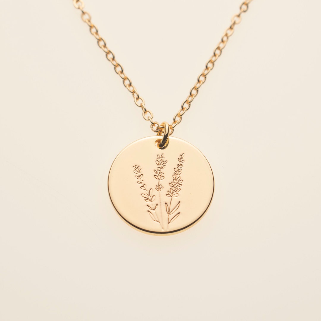 Lavender Necklace June Birth Flower Necklace Lavender Etsy