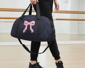 Bolsa de lona con lazo rosa para niñas / Bolsa de baile / Bolsa de viaje para fin de semana y deportes / Bolsa de gimnasio / Bolsa de viaje / Lazos / Regalo para ella / Regalo de graduación