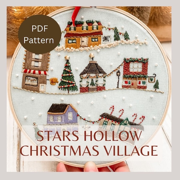 Stars Hollow Christmas Village PDF-patroon - Instant Download - Handborduurpatroon - met instructies