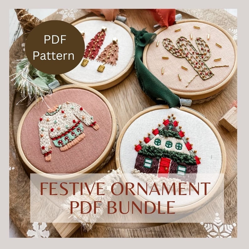 Holiday Ornaments Bundle PDF Pattern Set of 4 Christmas Patterns Instructions Included Tutorial Videos Included image 1