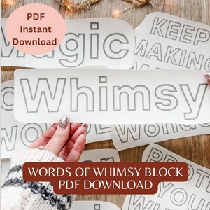 Words of Whimsy Block Letter PDF-paket - Redigerbart i Canva (digital nedladdning)