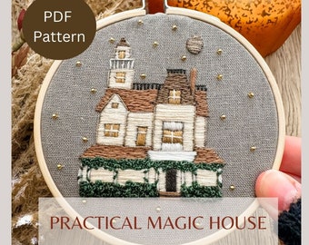 Practical Magic House PDF Pattern- Instant Download - Hand Embroidery Pattern - With Instructions