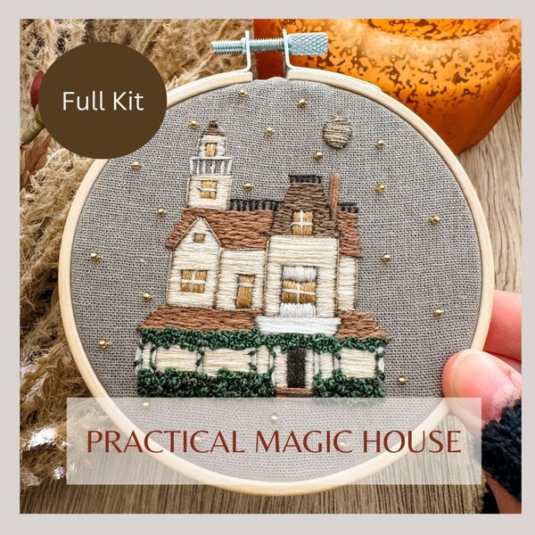 Practical Magic House- Embroidery Kit- Cozy Crafting Kit- Mini Kit
