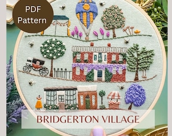 Regency Era Village PDF Pattern- Instant Download - Hand Embroidery Pattern - With Instructions and Tutorials