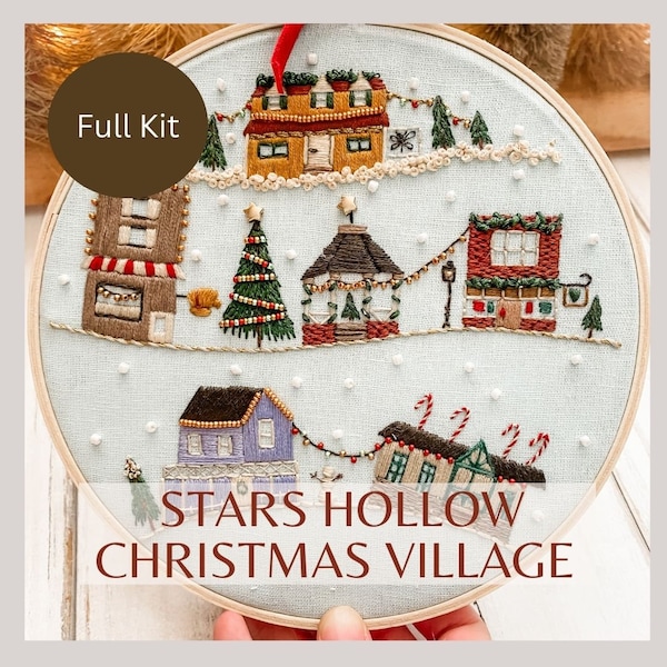 Stars Hollow Christmas Village-Embroidery Kit - Gilmore Girls Hand Embroidery