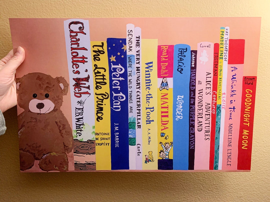 Childrens Bookshelf Art Print Etsy