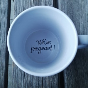 We're Pregnant Coffee Mug, pregnancy reveal, Pregnancy Announcement, Father, Bottom mug, hidden message, secret message, Funny, Cool