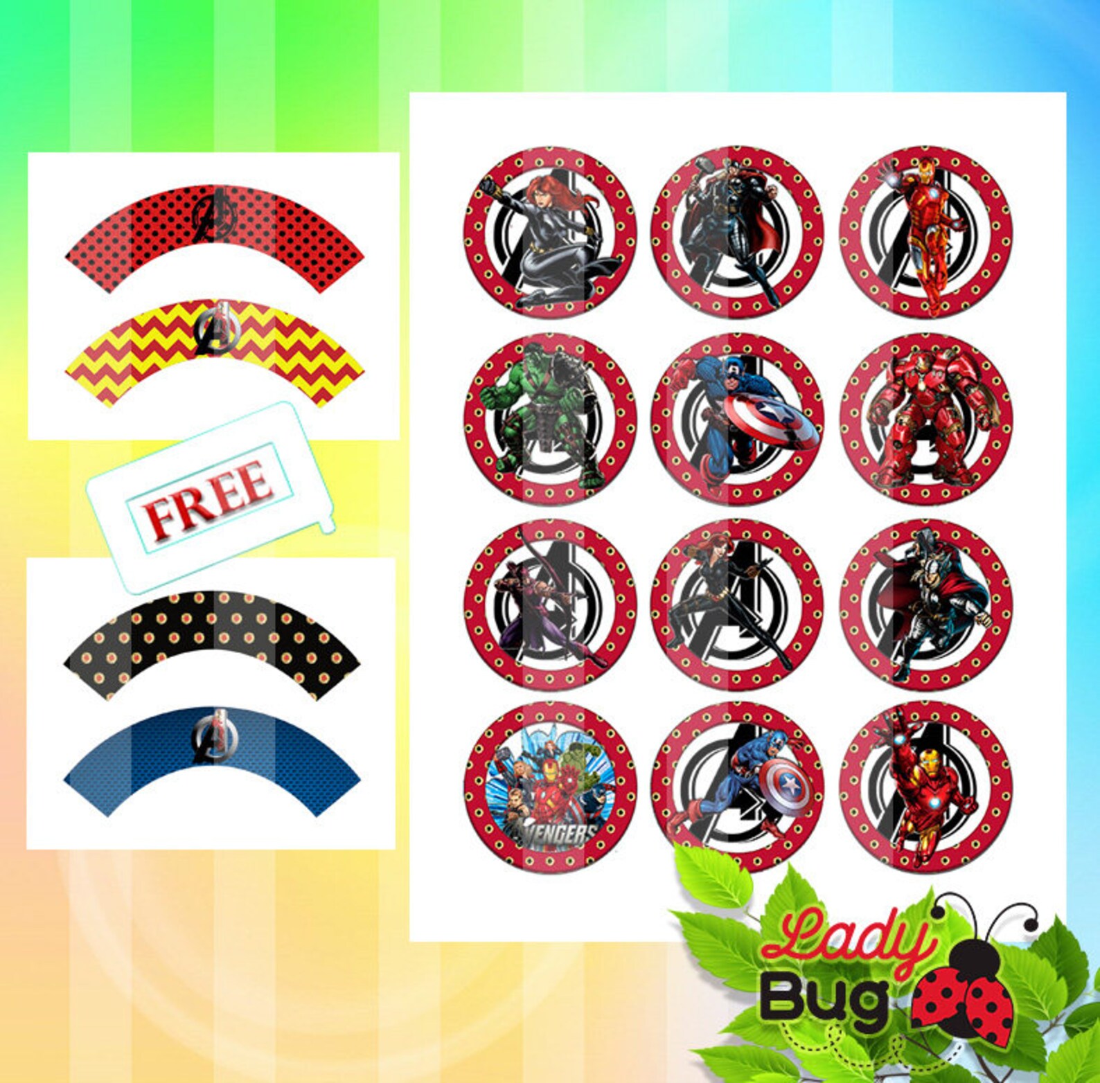 12 Desing Avengers Superheroes Party Cupcakes Toppers Instant Etsy