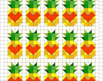 Quilt Kit for Scrappy Pineapple Love by Maker Valley; 25 LVs, 12 Yellows, 10 Greens, & 10 Oranges; Finishes at ~ 54" x 76" (Fabric Only)